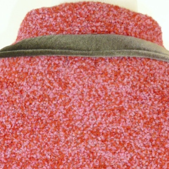 HWR for ANTHROPOLOGIE red pink brown marled wool cardigan shawl Sweater M velvet - Picture 6 of 7